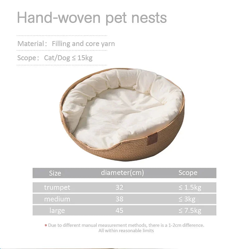 Bamboo woven pet bed