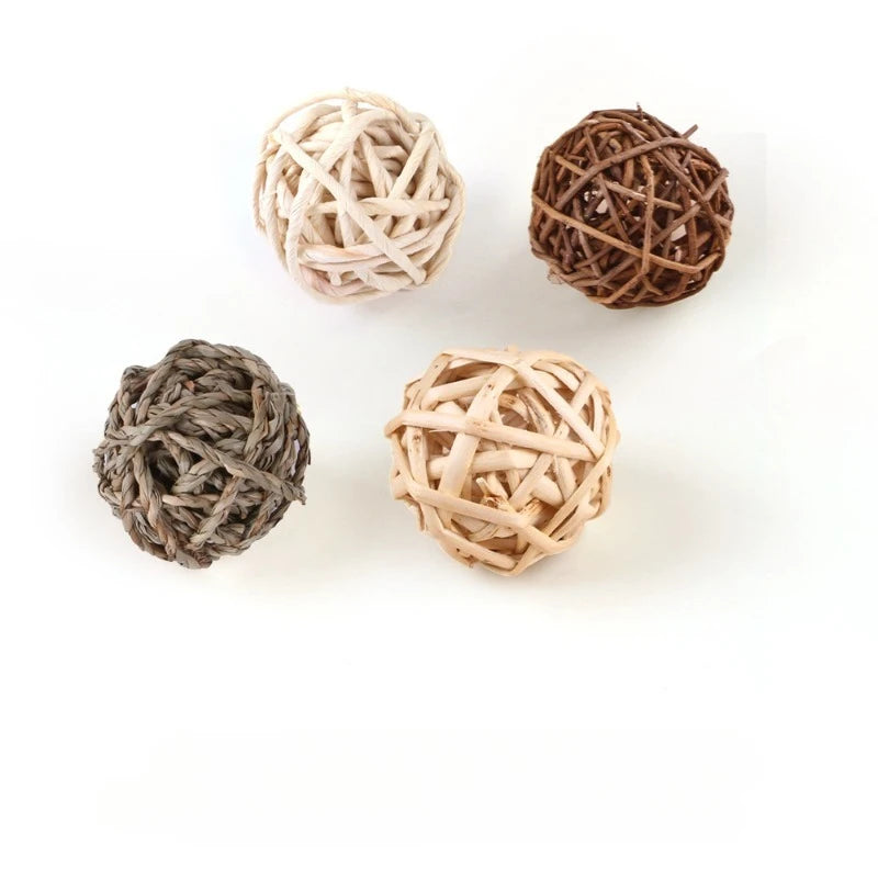 Natural Woven Grass & Vine Chew Toys for Birds, Hamsters, Rabbits