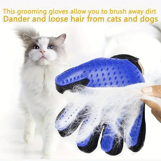 2-in-1 Pet Grooming Glove (One pair of Deshedding & Massage mitts for Dogs and Cats)