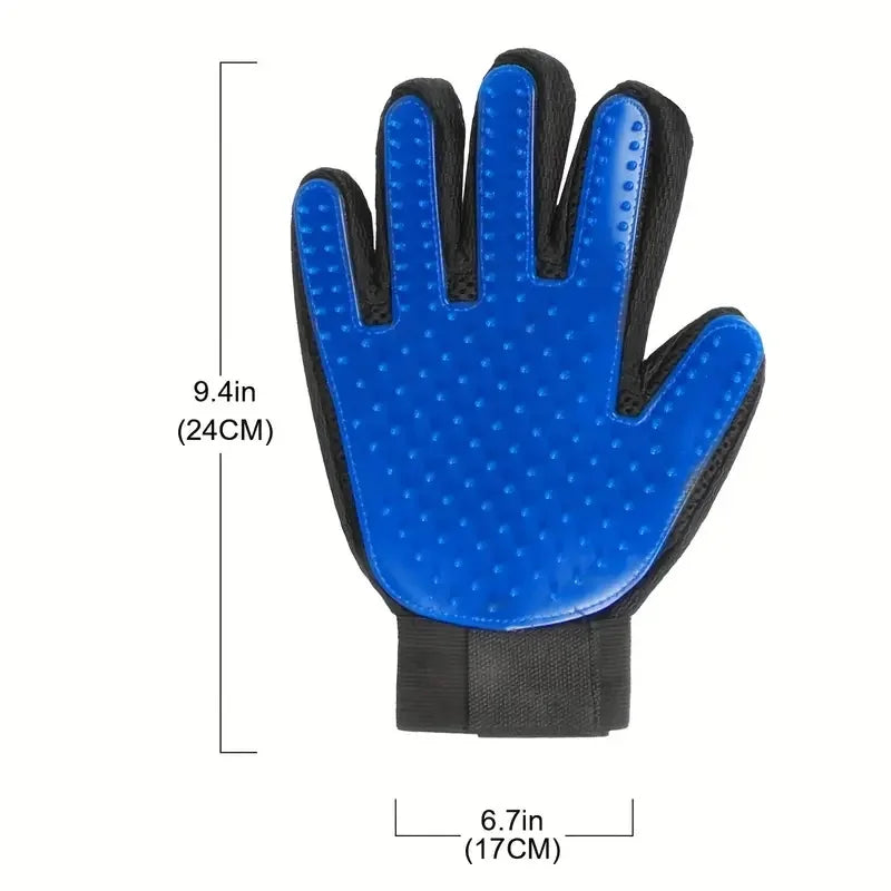 2-in-1 Pet Grooming Glove (One pair of Deshedding & Massage mitts for Dogs and Cats)