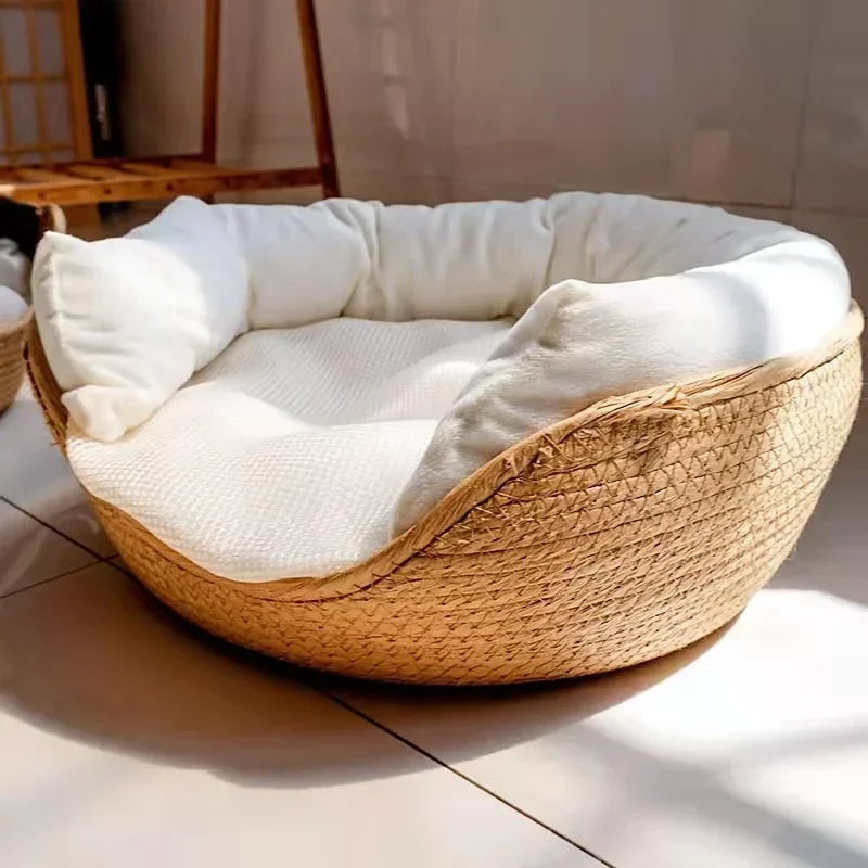 Bamboo woven pet bed