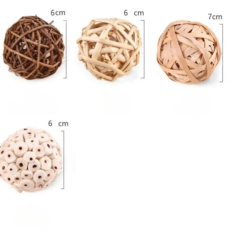 Natural Woven Grass & Vine Chew Toys for Birds, Hamsters, Rabbits