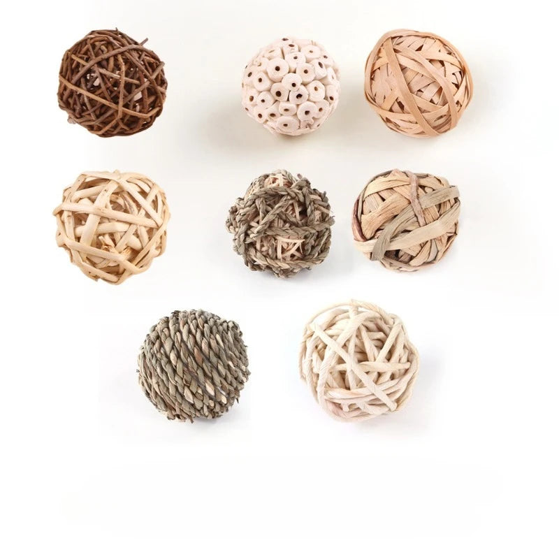 Natural Woven Grass & Vine Chew Toys for Birds, Hamsters, Rabbits