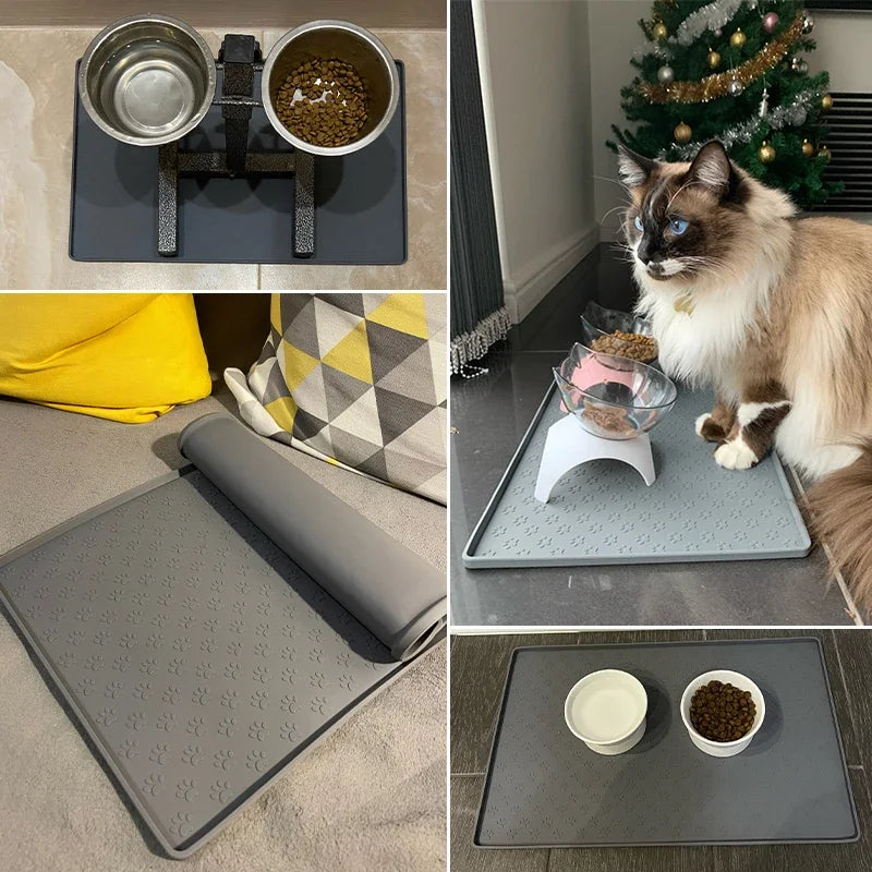 Pet food bowl placemat