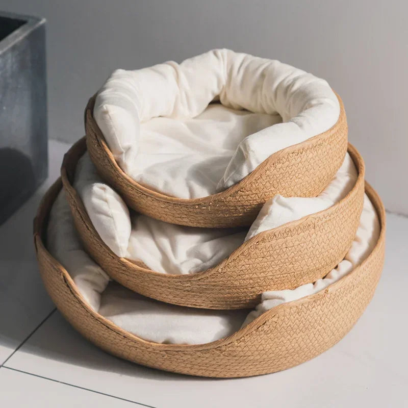 Bamboo woven pet bed