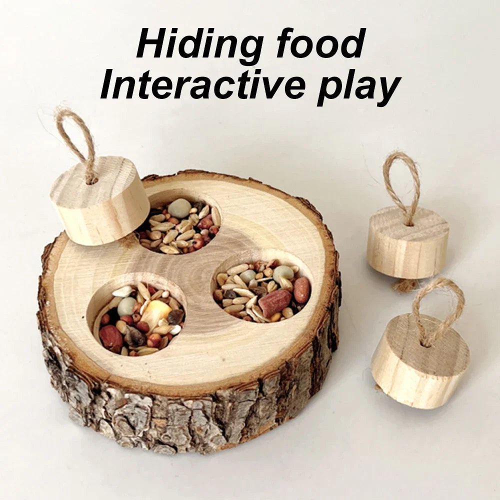 Hidden food, foraging play for birds, hamsters, guinea pigs, rabbits etc