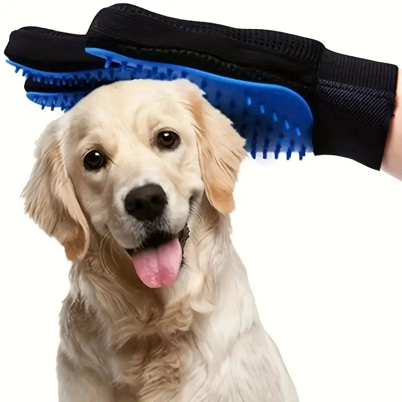 2-in-1 Pet Grooming Glove (One pair of Deshedding & Massage mitts for Dogs and Cats)