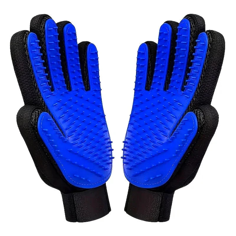 2-in-1 Pet Grooming Glove (One pair of Deshedding & Massage mitts for Dogs and Cats)