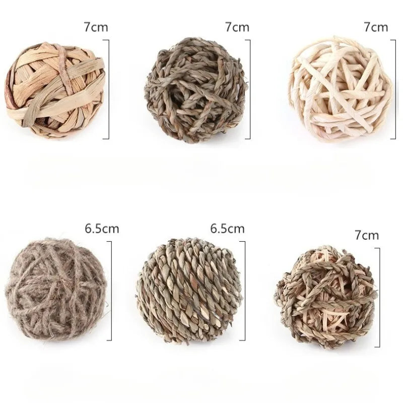 Natural Woven Grass & Vine Chew Toys for Birds, Hamsters, Rabbits