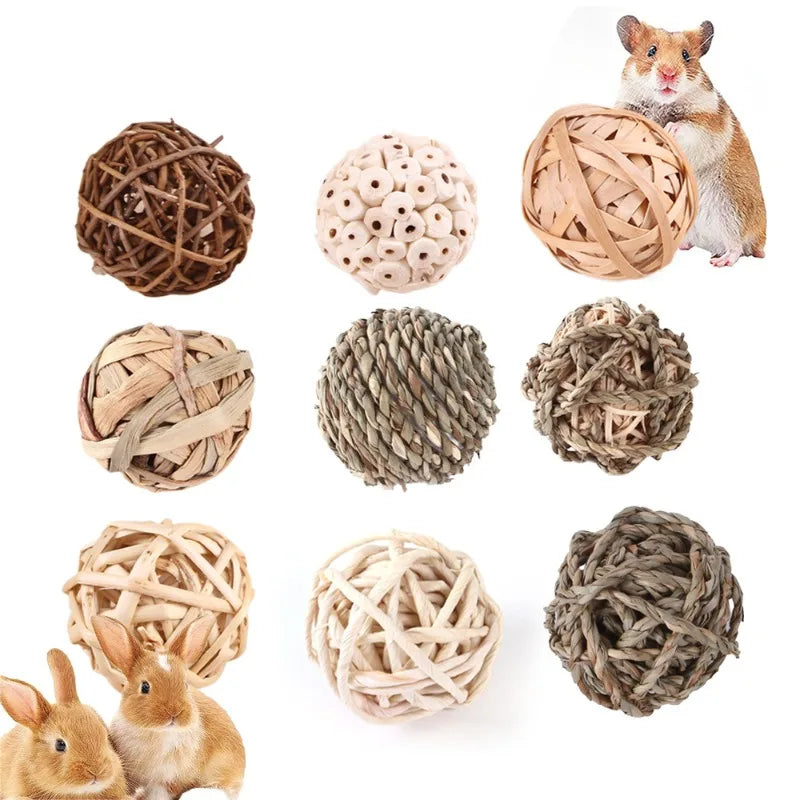 Natural Woven Grass & Vine Chew Toys for Birds, Hamsters, Rabbits
