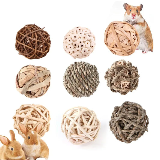 Natural Woven Grass & Vine Chew Toys for Birds, Hamsters, Rabbits