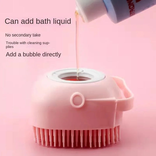 Silicon Pet Bath Brush with Shampoo Dispenser